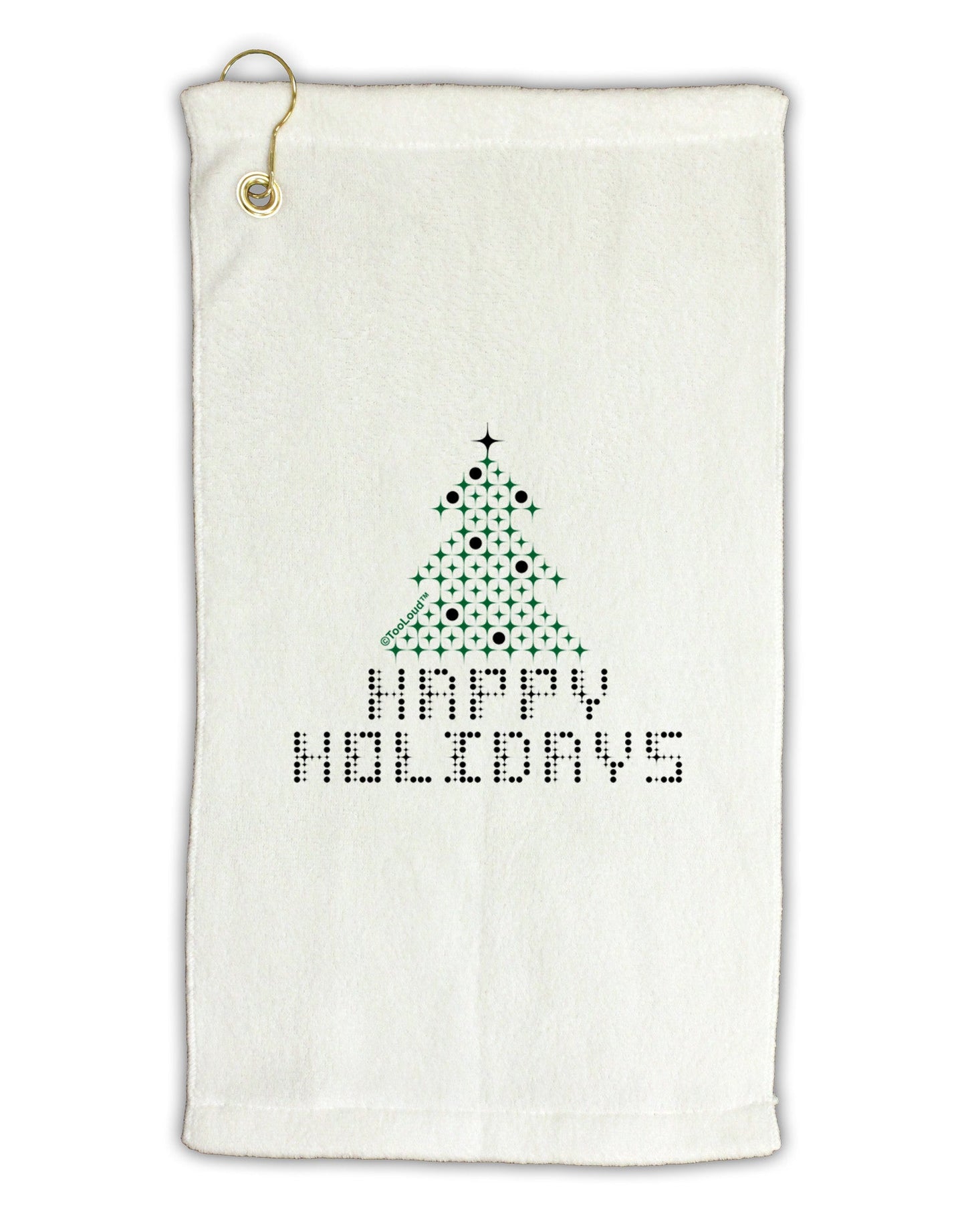Happy Holidays Sparkles Micro Terry Gromet Golf Towel 16 x 25 inch-Golf Towel-TooLoud-White-Davson Sales