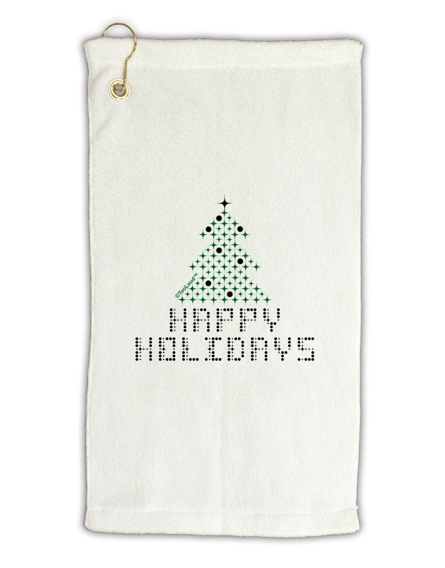 Happy Holidays Sparkles Micro Terry Gromet Golf Towel 16 x 25 inch-Golf Towel-TooLoud-White-Davson Sales