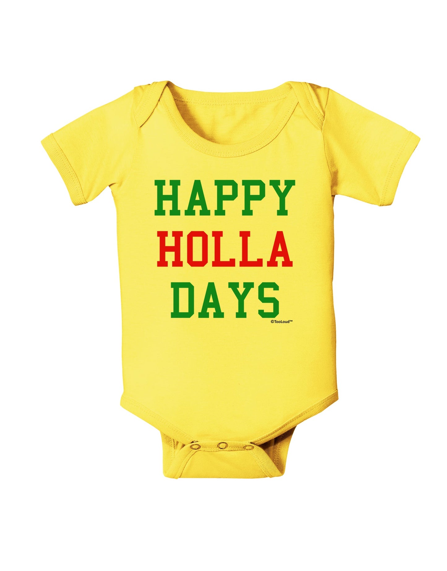 Happy Holla Days - Red and Green Baby Romper Bodysuit by TooLoud-Baby Romper-TooLoud-Yellow-06-Months-Davson Sales
