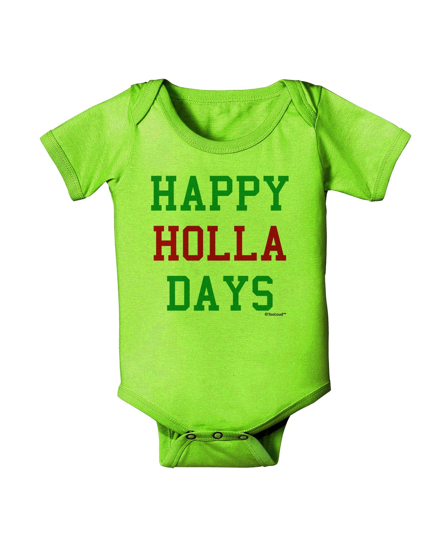 Happy Holla Days - Red and Green Baby Romper Bodysuit by TooLoud-Baby Romper-TooLoud-Lime-Green-06-Months-Davson Sales