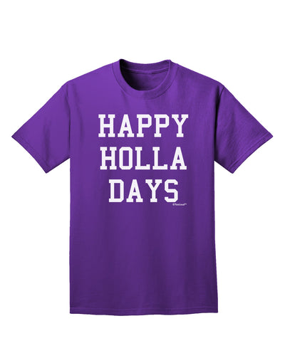 Happy Holla Days Text Adult Dark T-Shirt by TooLoud-Mens T-Shirt-TooLoud-Purple-Small-Davson Sales