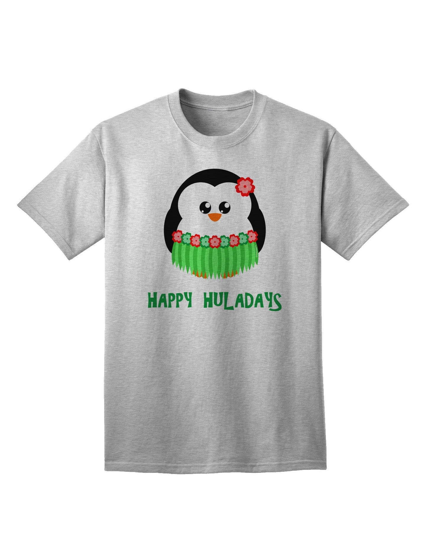 Happy Huladays Christmas Penguin - Festive Red and Green Adult T-Shirt for Holiday Season Elegance-Mens T-shirts-TooLoud-AshGray-Small-Davson Sales