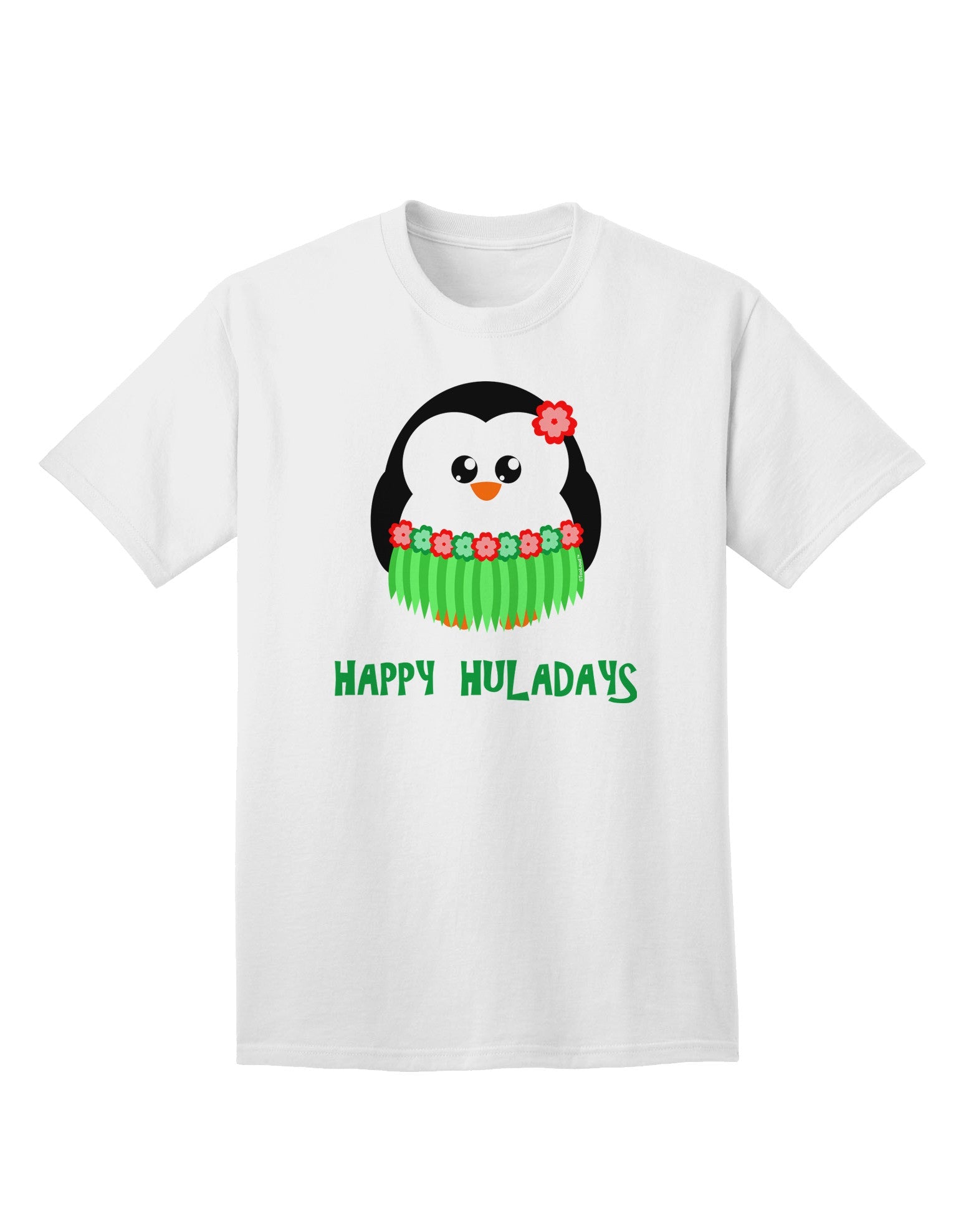 Happy Huladays Christmas Penguin - Festive Red and Green Adult T-Shirt for Holiday Season Elegance-Mens T-shirts-TooLoud-White-Small-Davson Sales