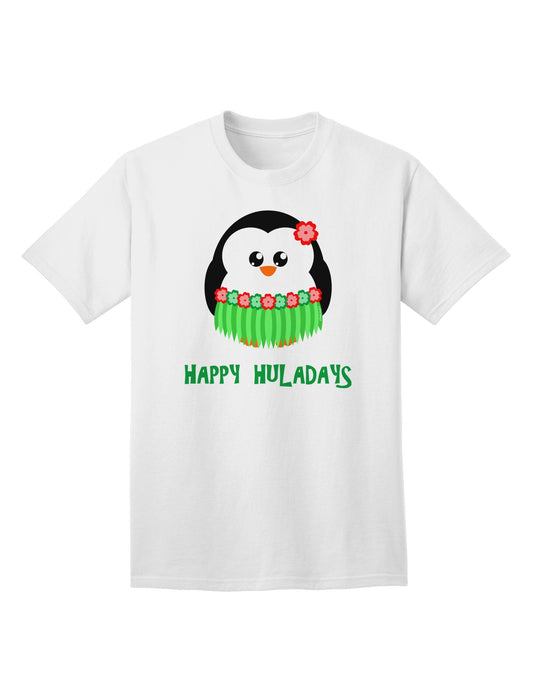 Happy Huladays Christmas Penguin - Festive Red and Green Adult T-Shirt for Holiday Season Elegance-Mens T-shirts-TooLoud-White-Small-Davson Sales