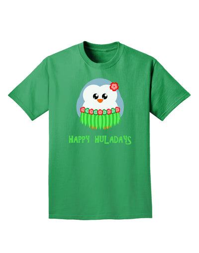 Happy Huladays Christmas Penguin - Red and Green Adult Dark T-Shirt-Mens T-Shirt-TooLoud-Kelly-Green-Small-Davson Sales