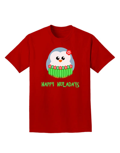 Happy Huladays Christmas Penguin - Red and Green Adult Dark T-Shirt-Mens T-Shirt-TooLoud-Red-Small-Davson Sales