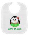 Happy Huladays Christmas Penguin - Red and Green Baby Bib