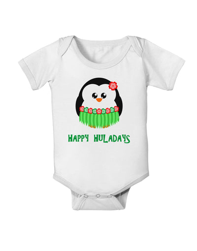 Happy Huladays Christmas Penguin - Red and Green Baby Romper Bodysuit-Baby Romper-TooLoud-White-06-Months-Davson Sales