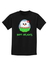 Happy Huladays Christmas Penguin - Red and Green Childrens Dark T-Shirt-Childrens T-Shirt-TooLoud-Black-X-Small-Davson Sales