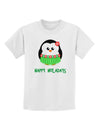 Happy Huladays Christmas Penguin - Red and Green Childrens T-Shirt-Childrens T-Shirt-TooLoud-White-X-Small-Davson Sales