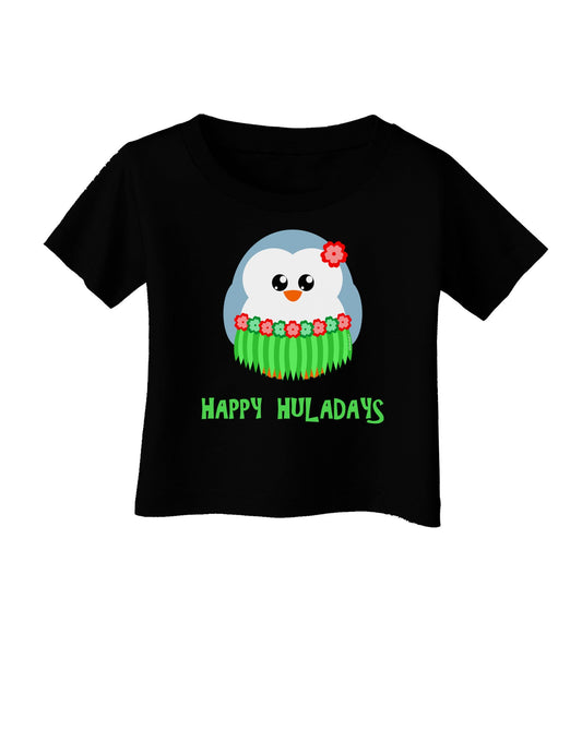 Happy Huladays Christmas Penguin - Red and Green Infant T-Shirt Dark-Infant T-Shirt-TooLoud-Black-06-Months-Davson Sales