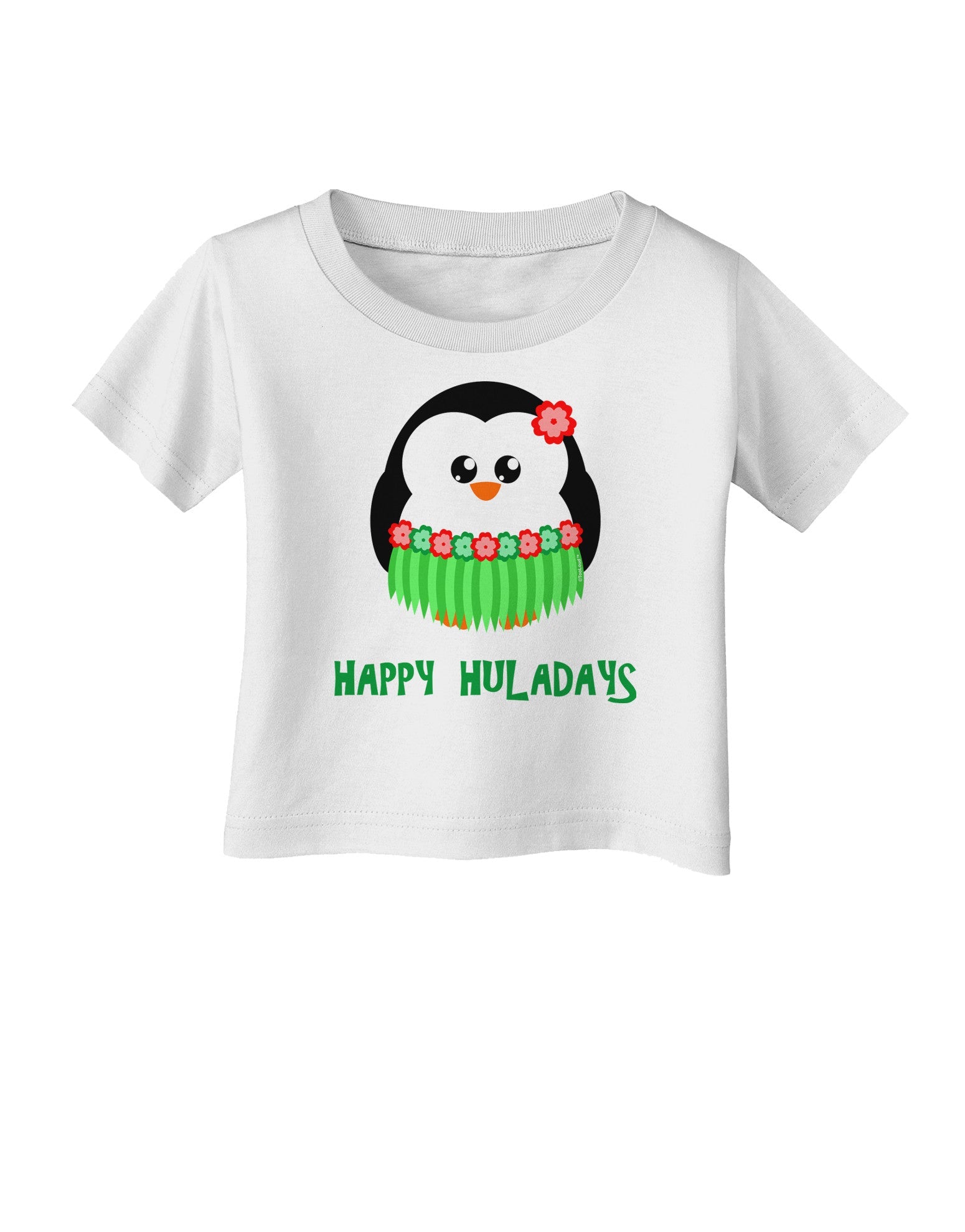 Happy Huladays Christmas Penguin - Red and Green Infant T-Shirt-Infant T-Shirt-TooLoud-White-06-Months-Davson Sales