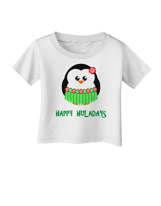 Happy Huladays Christmas Penguin - Red and Green Infant T-Shirt-Infant T-Shirt-TooLoud-White-06-Months-Davson Sales