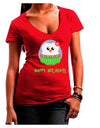 Happy Huladays Christmas Penguin - Red and Green Juniors V-Neck Dark T-Shirt-Womens V-Neck T-Shirts-TooLoud-Red-Juniors Fitted Small-Davson Sales