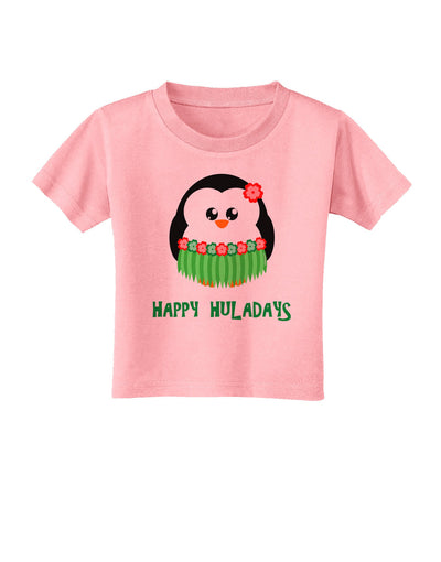 Happy Huladays Christmas Penguin - Red and Green Toddler T-Shirt-Toddler T-Shirt-TooLoud-Candy-Pink-2T-Davson Sales