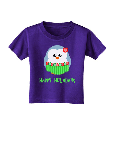 Happy Huladays Christmas Penguin - Red and Green Toddler T-Shirt Dark-Toddler T-Shirt-TooLoud-Purple-2T-Davson Sales