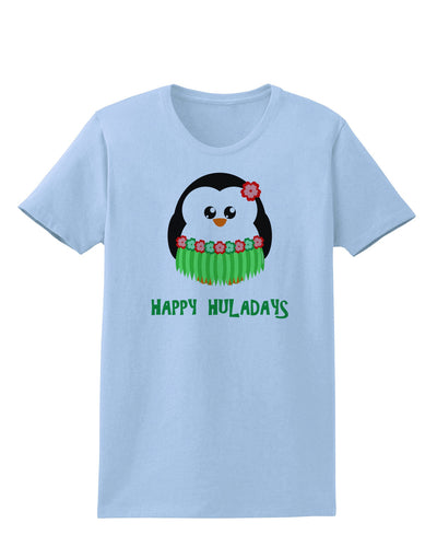 Happy Huladays Christmas Penguin - Red and Green Womens T-Shirt-Womens T-Shirt-TooLoud-Light-Blue-X-Small-Davson Sales