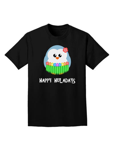 Happy Huladays Holiday Penguin - Christmas Adult Dark T-Shirt-Mens T-Shirt-TooLoud-Black-Small-Davson Sales