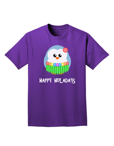 Happy Huladays Holiday Penguin - Christmas Adult Dark T-Shirt-Mens T-Shirt-TooLoud-Purple-Small-Davson Sales