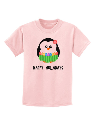 Happy Huladays Holiday Penguin - Christmas Childrens T-Shirt-Childrens T-Shirt-TooLoud-PalePink-X-Small-Davson Sales