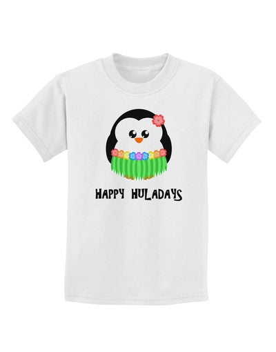 Happy Huladays Holiday Penguin - Christmas Childrens T-Shirt-Childrens T-Shirt-TooLoud-White-X-Small-Davson Sales