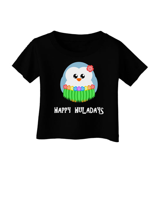 Happy Huladays Holiday Penguin - Christmas Infant T-Shirt Dark-Infant T-Shirt-TooLoud-Black-06-Months-Davson Sales