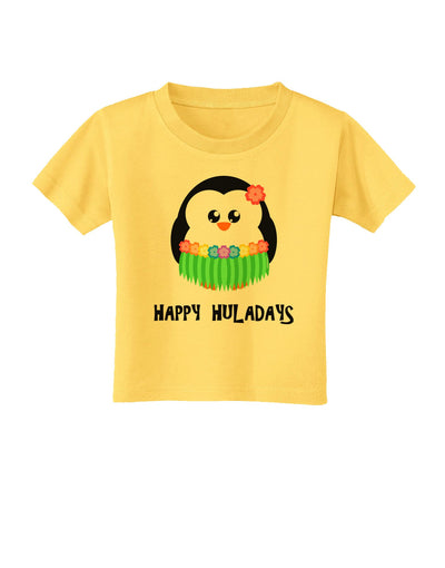 Happy Huladays Holiday Penguin - Christmas Toddler T-Shirt-Toddler T-Shirt-TooLoud-Yellow-2T-Davson Sales