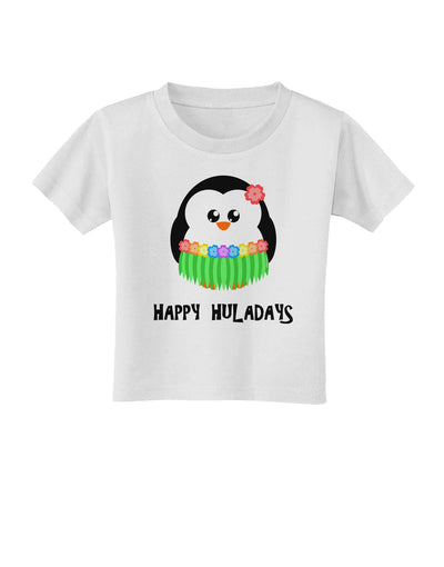 Happy Huladays Holiday Penguin - Christmas Toddler T-Shirt-Toddler T-Shirt-TooLoud-White-2T-Davson Sales