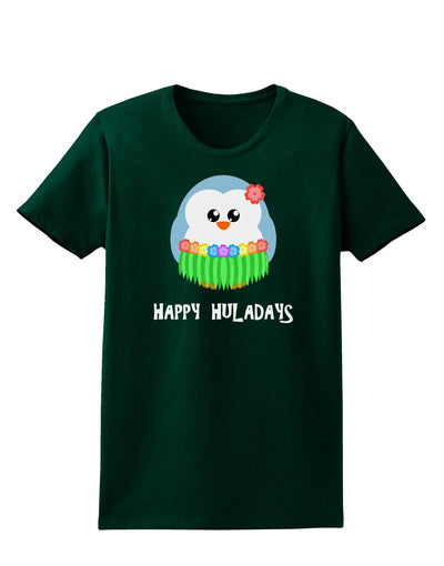 Happy Huladays Holiday Penguin - Christmas Womens Dark T-Shirt-TooLoud-Forest-Green-Small-Davson Sales