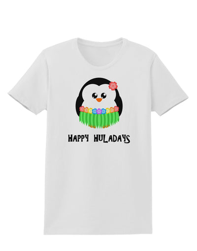 Happy Huladays Holiday Penguin - Christmas Womens T-Shirt-Womens T-Shirt-TooLoud-White-X-Small-Davson Sales