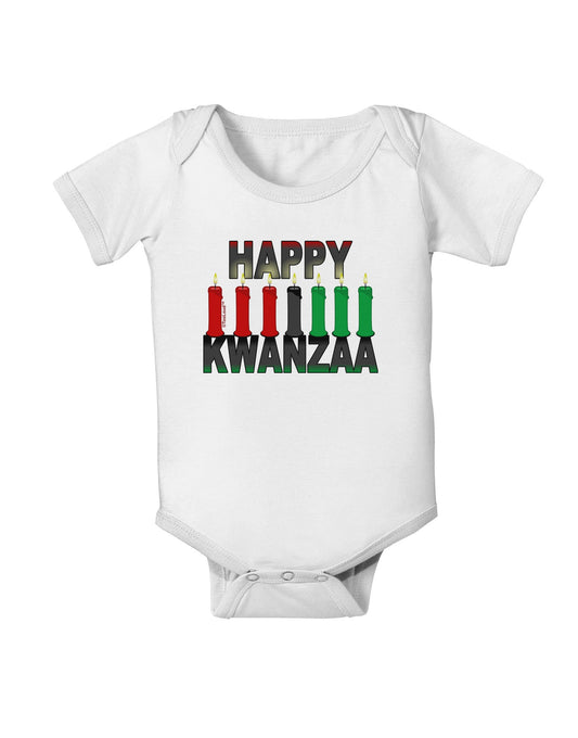 Happy Kwanzaa Candles Baby Romper Bodysuit-Baby Romper-TooLoud-White-06-Months-Davson Sales