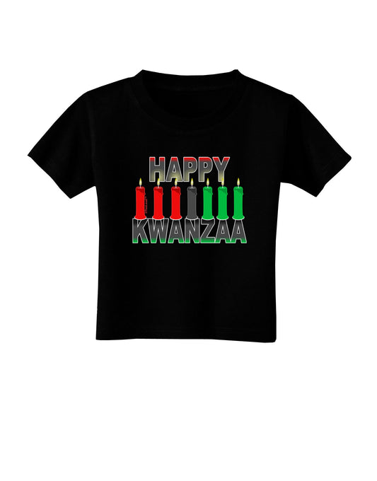 Happy Kwanzaa Candles Toddler T-Shirt Dark-Toddler T-Shirt-TooLoud-Black-2T-Davson Sales