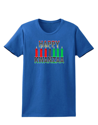 Happy Kwanzaa Candles Womens Dark T-Shirt-Womens T-Shirt-TooLoud-Royal-Blue-X-Small-Davson Sales