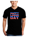 Happy Labor Day ColorText Adult Dark V-Neck T-Shirt-TooLoud-Black-Small-Davson Sales