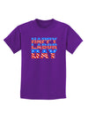 Happy Labor Day ColorText Childrens Dark T-Shirt-Childrens T-Shirt-TooLoud-Purple-X-Small-Davson Sales