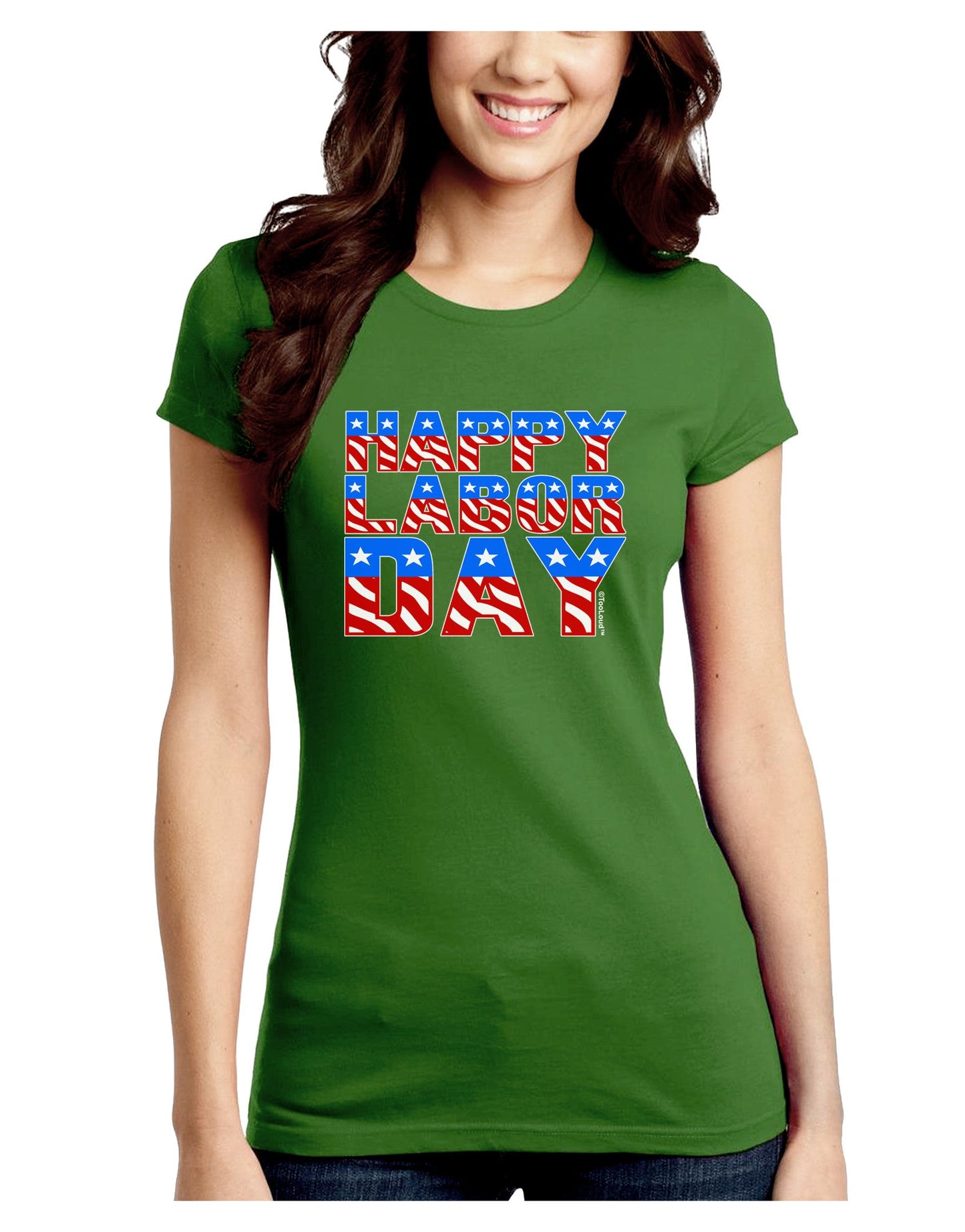 Happy Labor Day ColorText Juniors Crew Dark T-Shirt-T-Shirts Juniors Tops-TooLoud-Kiwi-Green-Juniors Fitted Small-Davson Sales