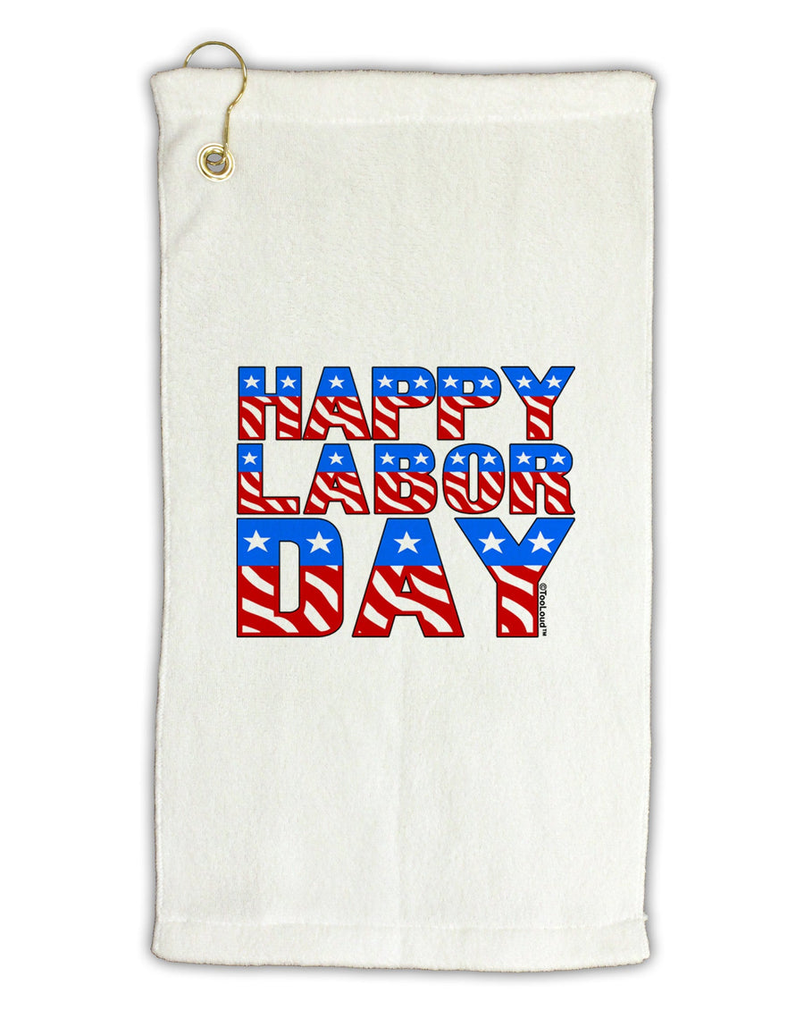 Happy Labor Day ColorText Micro Terry Gromet Golf Towel 11&#x22;x19-Golf Towel-TooLoud-White-Davson Sales