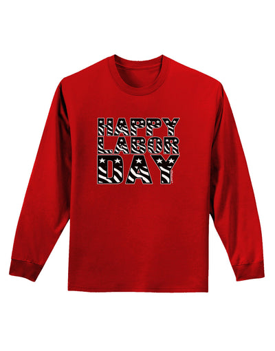 Happy Labor Day Text Adult Long Sleeve Dark T-Shirt-TooLoud-Red-Small-Davson Sales