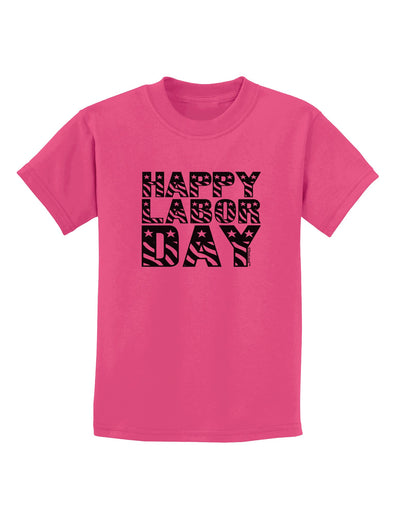 Happy Labor Day Text Childrens T-Shirt-Childrens T-Shirt-TooLoud-Sangria-X-Small-Davson Sales