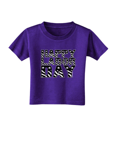 Happy Labor Day Text Toddler T-Shirt Dark-Toddler T-Shirt-TooLoud-Purple-2T-Davson Sales