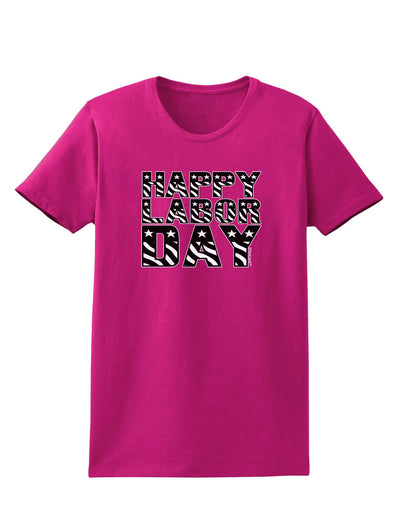 Happy Labor Day Text Womens Dark T-Shirt-TooLoud-Hot-Pink-Small-Davson Sales