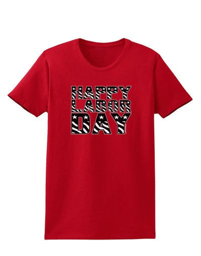 Happy Labor Day Text Womens Dark T-Shirt-TooLoud-Red-X-Small-Davson Sales