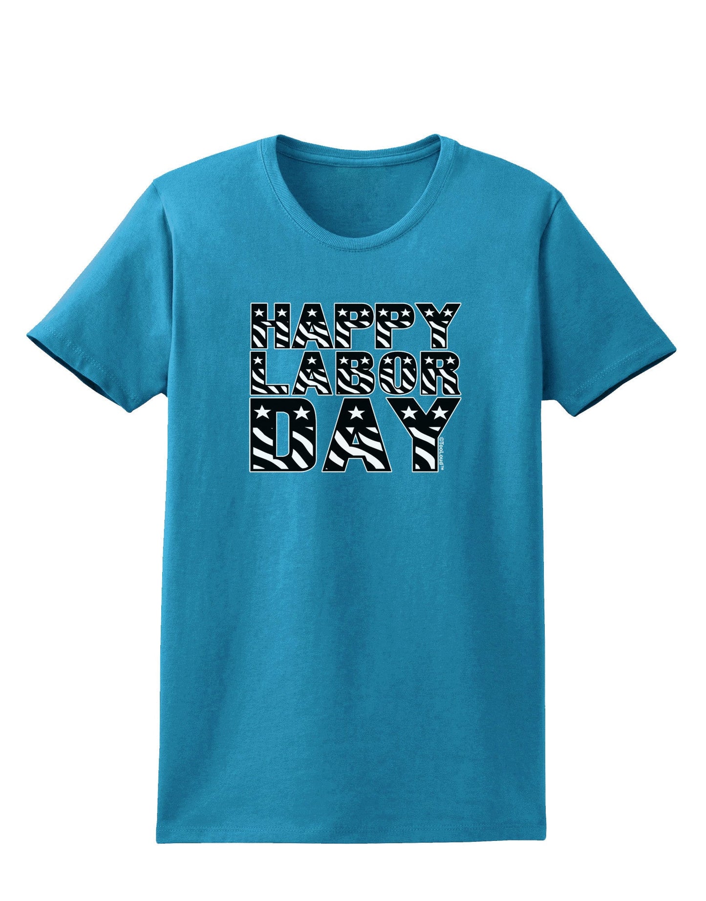 Happy Labor Day Text Womens Dark T-Shirt-TooLoud-Turquoise-X-Small-Davson Sales