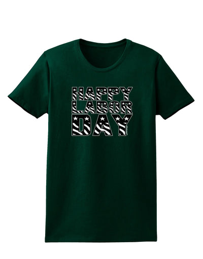 Happy Labor Day Text Womens Dark T-Shirt-TooLoud-Forest-Green-Small-Davson Sales