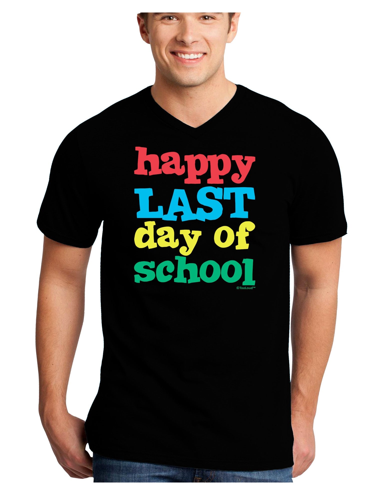 Happy Last Day of School Adult Dark V-Neck T-Shirt-TooLoud-Black-Small-Davson Sales