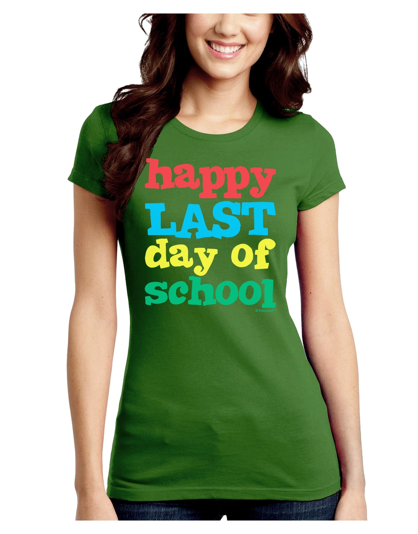 Happy Last Day of School Juniors Crew Dark T-Shirt-T-Shirts Juniors Tops-TooLoud-Kiwi-Green-Juniors Fitted Small-Davson Sales