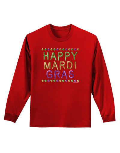 Happy Mardi Gras Beads Adult Long Sleeve Dark T-Shirt-TooLoud-Red-Small-Davson Sales