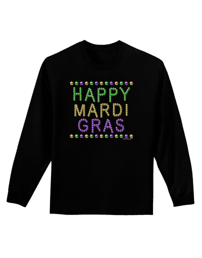 Happy Mardi Gras Beads Adult Long Sleeve Dark T-Shirt-TooLoud-Black-Small-Davson Sales