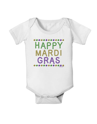 Happy Mardi Gras Beads Baby Romper Bodysuit-Baby Romper-TooLoud-White-06-Months-Davson Sales