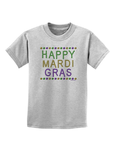 Happy Mardi Gras Beads Childrens T-Shirt-Childrens T-Shirt-TooLoud-AshGray-X-Small-Davson Sales